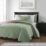 3 Pieces Stitched Quilt Pattern Bedspread & Coverlet set