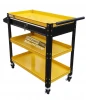 3 Tiers Large with 1 drawer Workshop Service Trolley Metal Utility Tool Carts with Handle