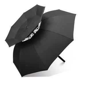 30&quot; Strengthen Double Layer Black   Golf Umbrella With Logo Prints