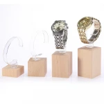 4 Pieces Set New Environmental Natural Wood Timber Watch Display Stand Watch Holder