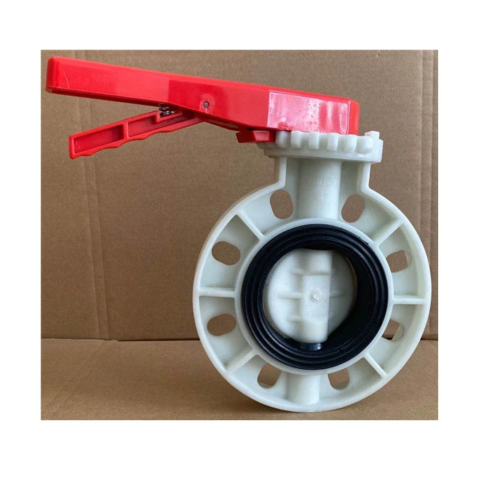 4inch dn100 resilient soft rubber seal PP handle manual wafer butterfly valve
