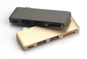 5 in 1 Type C Hub Type C to USB 3.0 Hub Splitter Adapter Power Port SD/TF Card Reader OTG Combo Converter for Macbook Pro 13"15"