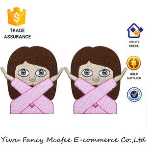 7.5CM Cartoon Emoji Girl Objected Patch Embroidered Applique Iron On Sew Craft
