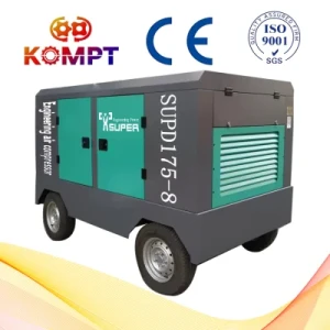8bar 132kw Supd175-8 Portable Screw Air Compressor Driven by Electricity Used for Sandblasting, Drilling Hole