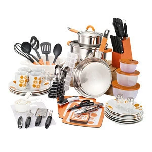 90 Pieces home starter set kitchen supplies accessories kichen equipment tools cooking stainless steel cookware sets