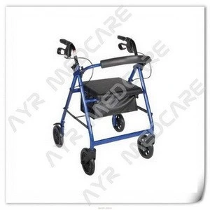 Aluminum Rollator w/Fold Up and Removable Back Support, Padded Seat, 8&quot; Casters w/Loop Locks