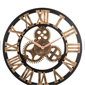 Amazon hot sale Home decorative Handmade Antique Golden Silent Large  Creative Rustic 3D Metal Wall Clock