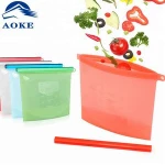 Amazon Hot Selling 1 L Silicone Food storage Bag With Zipper Vegetable Fruit Meat Portable Storage Containers Freeze Sack