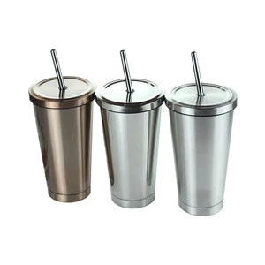 Amazon New product 2018 Best Seller Kitchen Gadget Stainless Steel Tumbler With Lid Straws Hot Cold Double Wall Drinking Mug