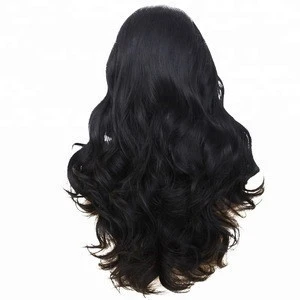 Anogol Brazilian Hair Wigs Body Wave Black Synthetic Lace Front Wig