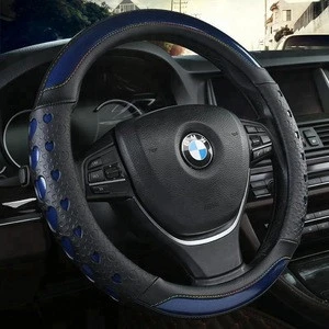 anti-slip universal size leather car steering wheel cover 36-40cm
