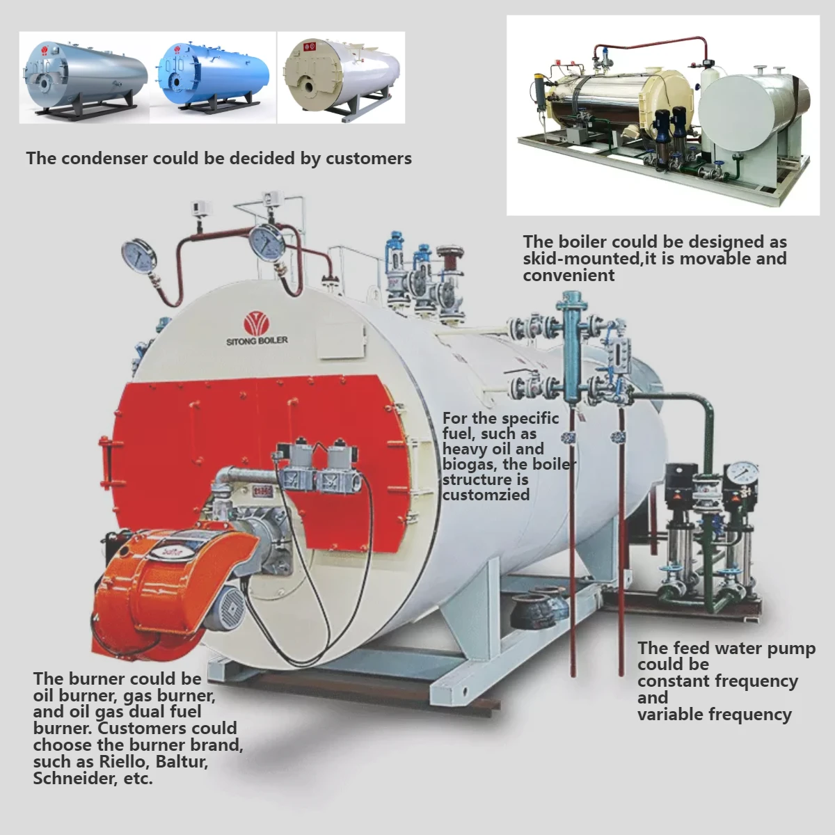 Automatic 1- 20 ton Industrial Oil Gas Fired Steam Boiler for Textile Mill/Food/Garment Factory