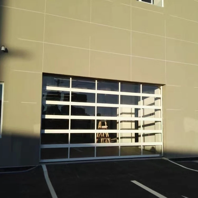 Automatic See-through Clear Insulated Glass Panel Garage Doors Exterior Composite Finished