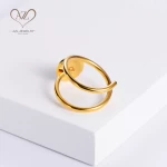 AZL Minimalist Jewelry Gold Plated Stainless Steel Dainty Creative Geometric Black Enamel Knuckle Rings For Cool Girls