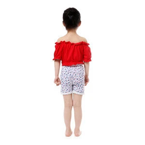 baby girl boutique short sets off-shoulder midriff-barin red top &amp; black hot shorts girls&#039; clothing sets