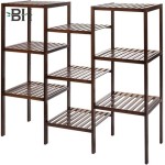 Bamboo Customizable Plant Stand Shelf Flower Pots Holder Display Rack Utility Shelf Bathroom Rack 9-Tier Storage Rack Shelving
