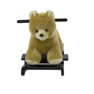 Bear Shaped Baby Rocking Horse Stuffed Wooden Ride on Animal Toys