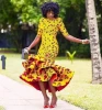 Beautiful Ruffle Hem Dress 100% Cotton African Ankara Wax Print Dress Wholesale Price