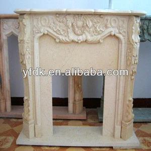 Beige Marble fireplace Surround freestanding white electric fireplace wall mounted YF-HT-S-BL012