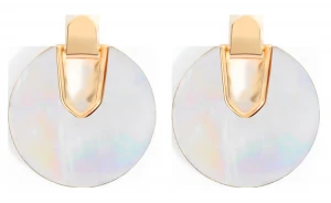 Big Round Acrylic Acetate Earrings for Women Bohemian Mottled Resin Geometric Disc Abalone Shell Stud Earrings