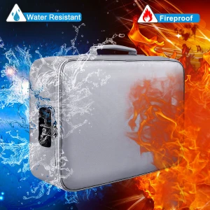 Black White Fireproof Document Bag Water-resistant Fire proof mesh pockets File Storage Case Organizer Bag