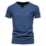 Brand Quality Cotton T-shirt Fashion Design Slim Fit Solid  V-neck T-shirts White