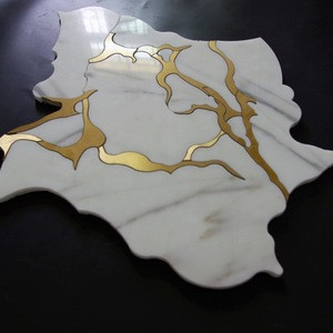 Buy Brass And Stone Mosaic Tiles Waterjet Copper Inlay Tile from Xiamen ...