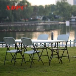 cafe plastic foldable chairs and tables set for restaurant