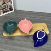 Casual Leaf Shape Ceramic Chip And Dip Bowls Set Mini Sushi Dipping Sauce Serving Bowl Dishes