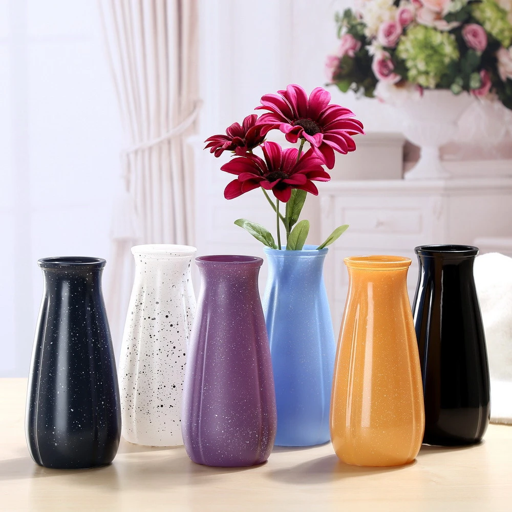 Ceramic Appearance Home Decor Colored Small Cheap Glass Flower Wedding Vase