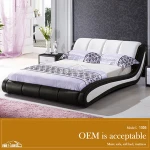 cheap simple wooden double bed design furniture 1305#
