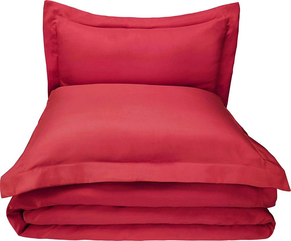 Cheap Wholesale Hypoallergenic Red Plain Color Brushed Microfiber China Product 4pcs Duvet Cover Set