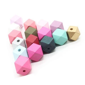Chewable Wood 15mm Octagonal Bead DIY Teething Toy Making Hexagon Wood Bead