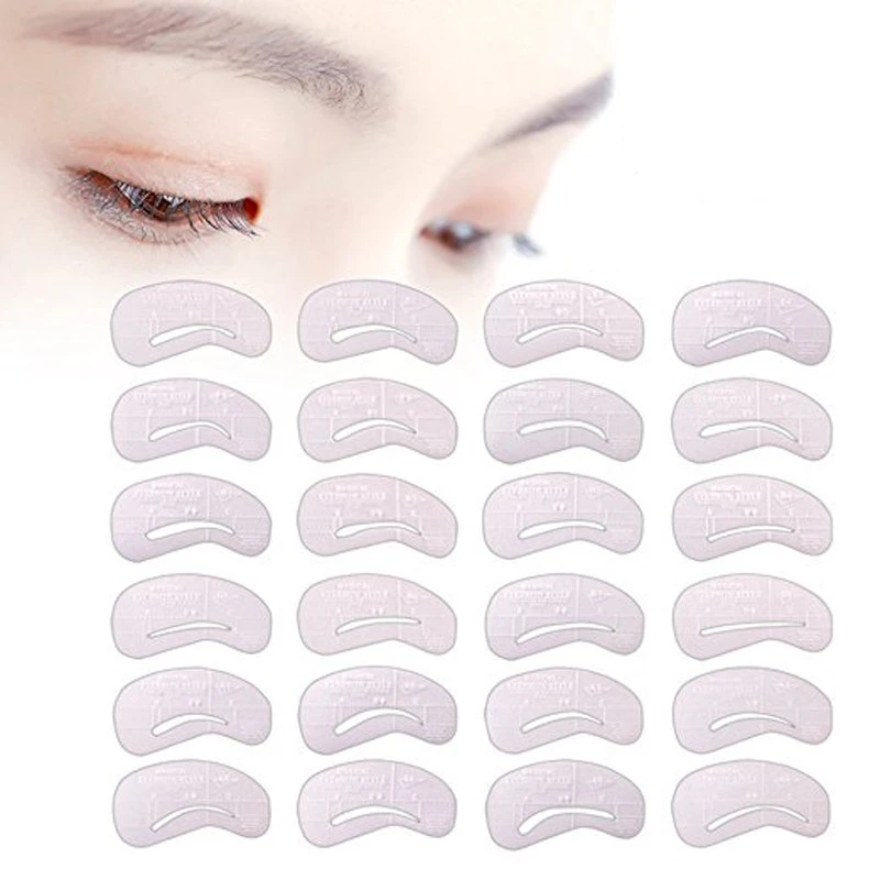 China Factory Grooming Tool Plastic DIY Shaping Eyebrow Stencil Template with 24pcs style