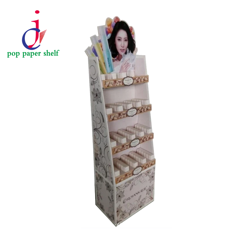 China Factory retail wrap paper display rack, Corrugated Paper Shelf Floor Display for Store