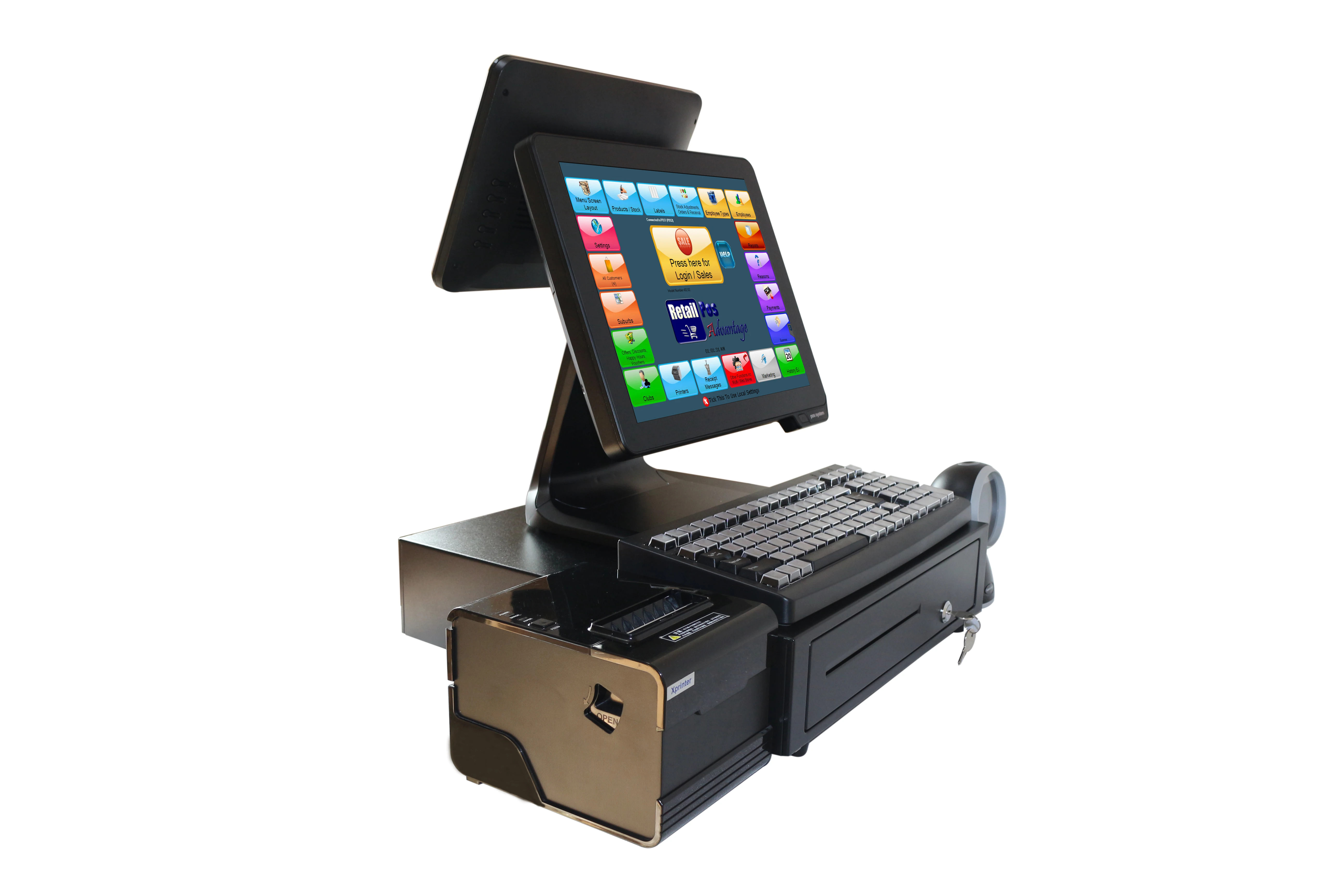 China Pos 15 Inch True Flat Dual Touch Screen All In One PosMachine For Restaurant
