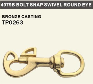 China wholesale solid round eye brass snap hook, gold trigger swivel spring snap hook , bolt swivel spring snap hook