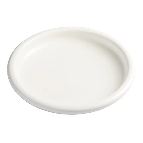 Chinese ceramic hand-made flat plate tableware with shallow bottom; white Western food plate can be customized with 7-inch disc