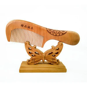 Chinese custom wooden mens wide teeth flat comb for beard and hair