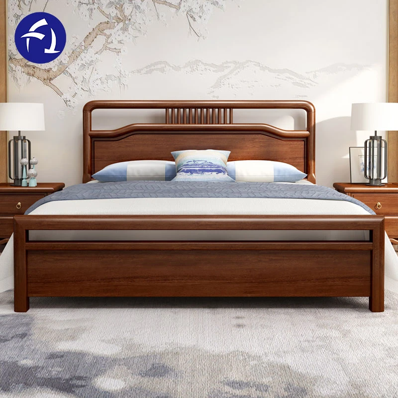 Chinese modern contracted air pressure storage custom full solid wood bed