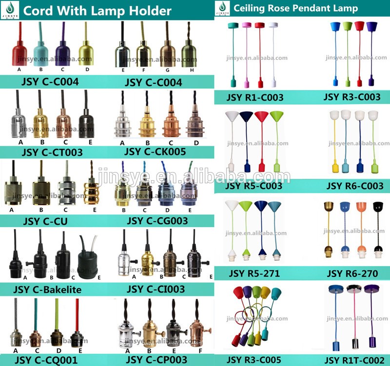 Colorful textile cable fabric wire lamp holder cord set