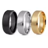 Cool Simple Stainless Steel 8 MM Silver Gold Black Plated Finger Ring