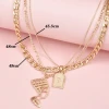 Cuban style custom Logo 18K gold jewelry plated stainless steel beauty pendant 3 three Layer necklace for Women