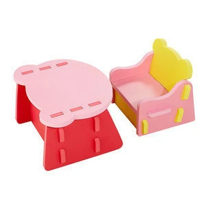 Custom Cartoon Eva foam DIY Educational Puzzle Bear Chair and Desk Furniture Toys for kids