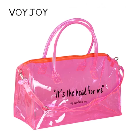 Custom Clear Overnight Tote Spend A Night Handbag Gym Bag PVC Transparent Colorful Silicone Jelly Make Up Holographic Duffle Bag