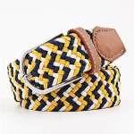 Custom cotton elastic braided webbing belt with plastic buckle