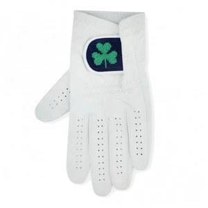 Custom Fashionable Shamrock Sheepskin White Durable Golf Glove