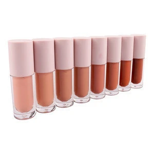 Custom high quality 8-color matte color-developing transparent round tube lip gloss