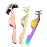 Custom Logo Eyelash Tweezers For Eyelash Extension Stainless Steel False Lash Applicator Tools