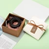 custom logo luxury square gift packaging black paper heaven and earth cover hard kraft paper belt box